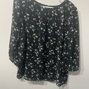 Ann Taylor Black Floral Blouse